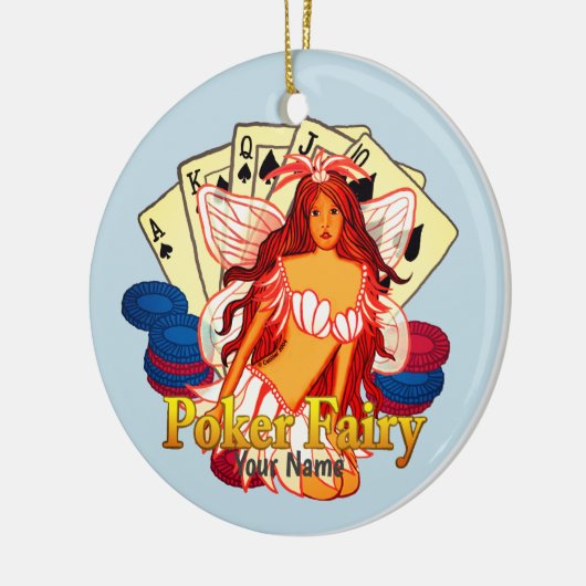 Poker Fairy Keramisch Ornament (Links)