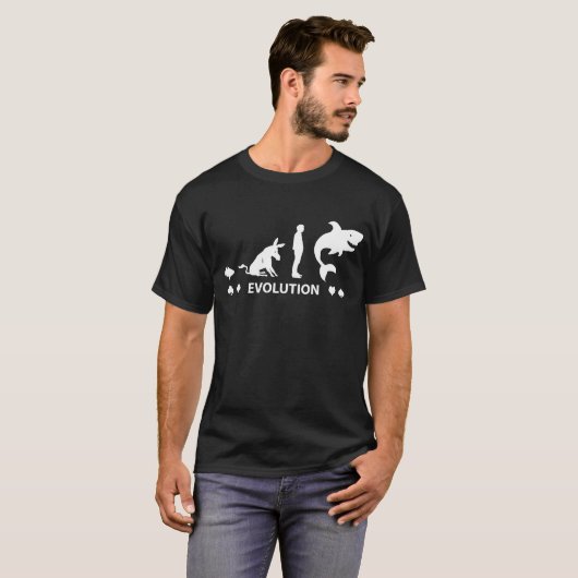 Poker Fish to Shark Evolution Mannen Funny Poker T T-shirt (Voorkant volledig)