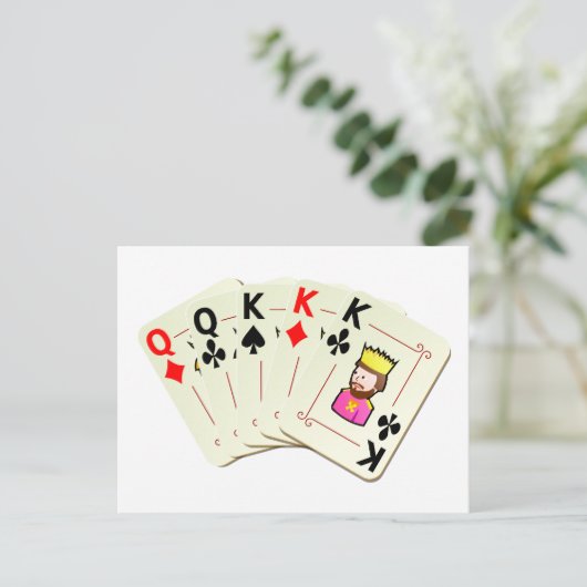 Poker Full House Briefkaart (Staand voorkant)