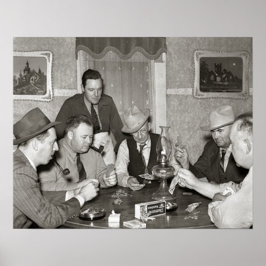 Poker Game, 1939. Oude foto Poster (Voorkant)