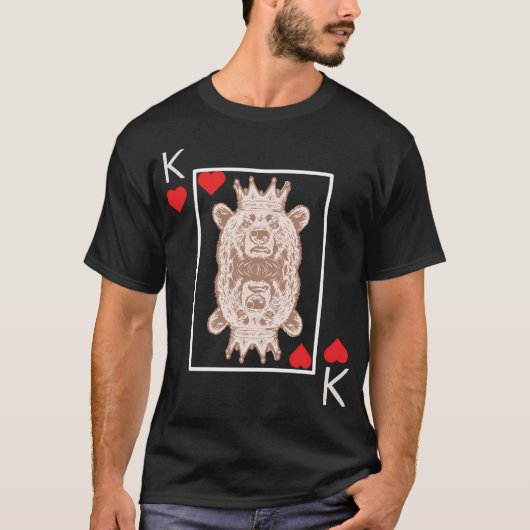 Poker Game Kaart Beer Ontwerp T-shirt (Voorkant)