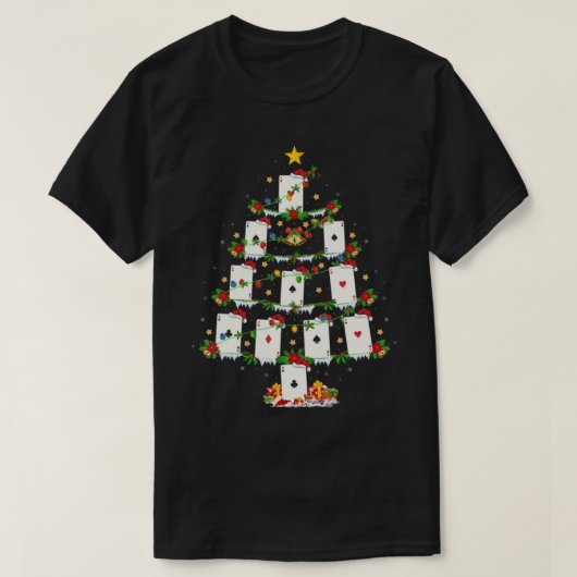 Poker Game Lover Xmas Lights Poker Christmas Tree  T-shirt (Design voorkant)