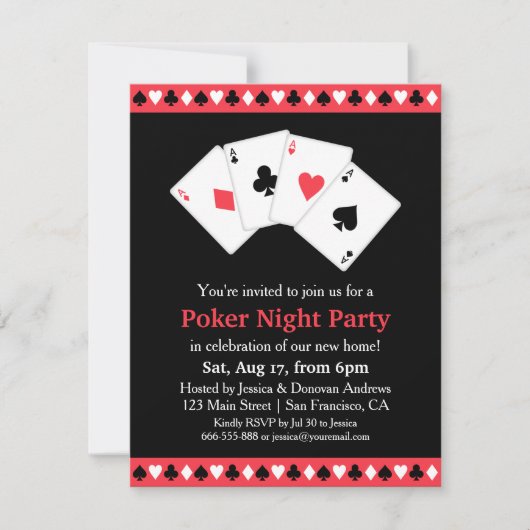 Poker Game Night Housewarming Feest Kaart (Voorkant)