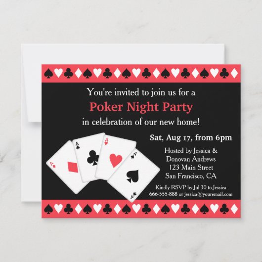 Poker Game Night Housewarming Feest Uitnodigingen (Voorkant)