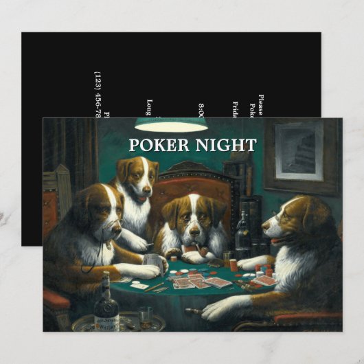 Poker Game Night Invitation Sjabloon Kaart (Voorkant / Achterkant)