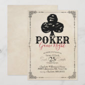 Poker Game Night  Style Clubs Kaart (Voorkant / Achterkant)