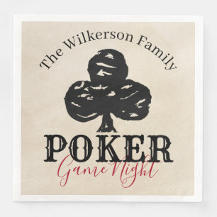 Poker Game Night Vintage Stijl Klaveren Servet