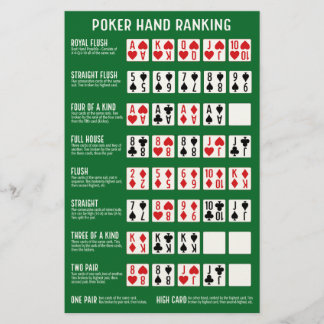 Poker Hand Ranking met Visuals Briefpapier