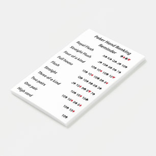 Poker Hand Ranking Reminder Post-it® Notes