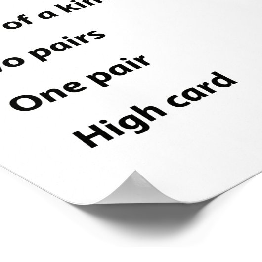 Poker Hand Ranking Reminder Poster (Hoek)