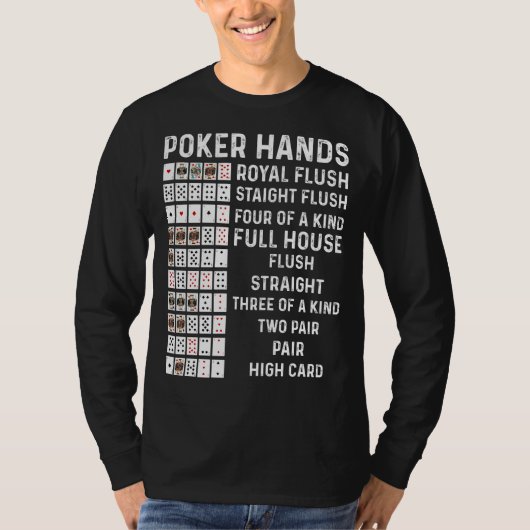 Poker Hands Cheat Card Casino Gam T-shirt (Voorkant)