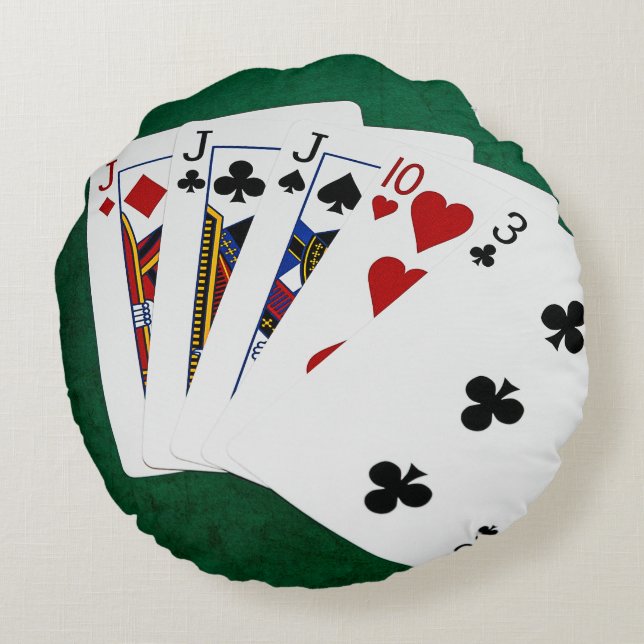 Poker Hands - Drie van een soort - Jack Rond Kussen (Achterkant)