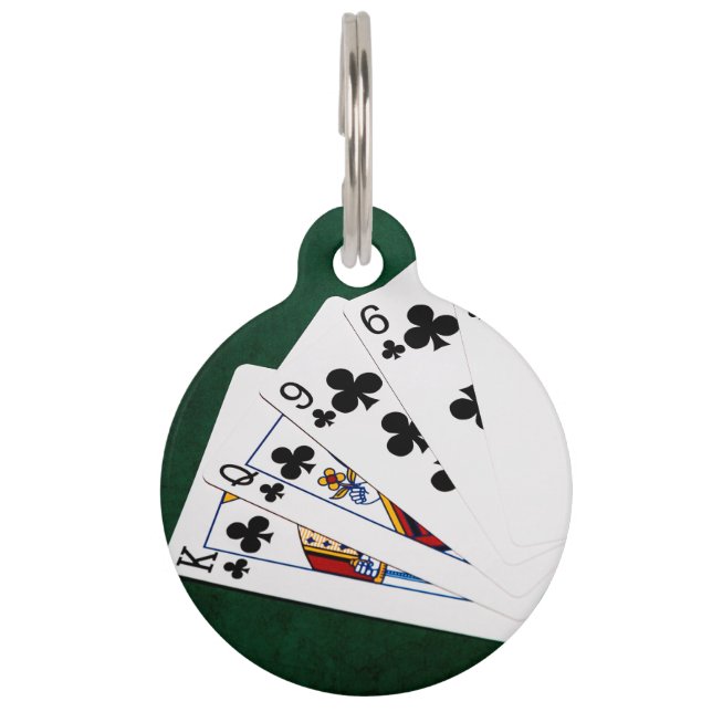 Poker Hands - Flush - Clubs Suit Huisdierpenning (Voorkant)