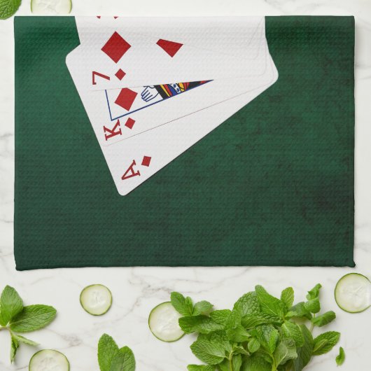 Poker Hands - Flush - Diamonds Suit Theedoek (Gevouwen)