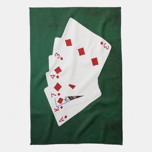 Poker Hands - Flush - Diamonds Suit Theedoek (Verticaal)