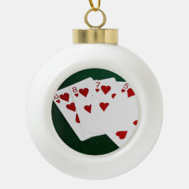 Poker Hands - Flush - Hearts Suit Keramische Bal Ornament