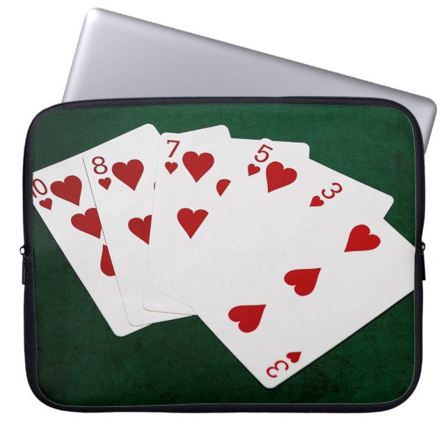 Poker Hands - Flush - Hearts Suit Laptop Sleeve (Voorkant)