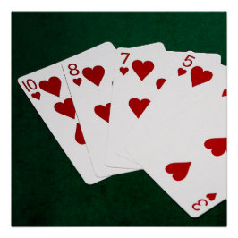 Poker Hands - Flush - Hearts Suit Poster