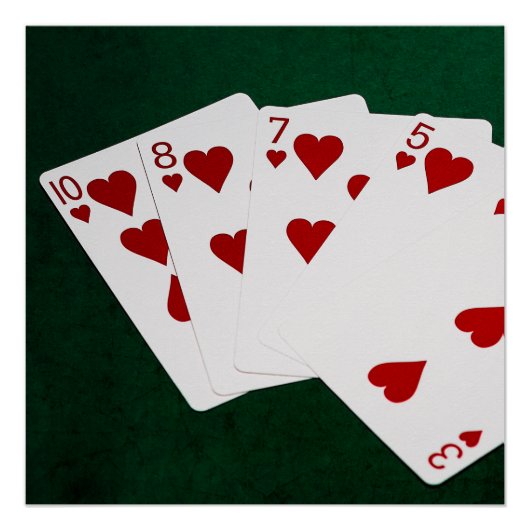 Poker Hands - Flush - Hearts Suit Poster (Voorkant)
