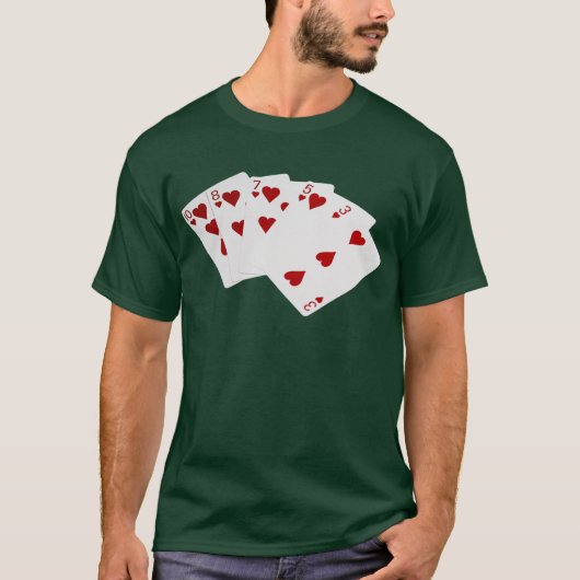 Poker Hands - Flush - Hearts Suit T-shirt (Voorkant)