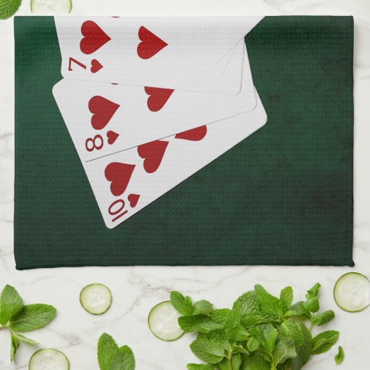 Poker Hands - Flush - Hearts Suit Theedoek (Gevouwen)