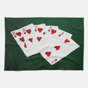 Poker Hands - Flush - Hearts Suit Theedoek