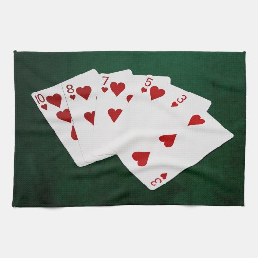 Poker Hands - Flush - Hearts Suit Theedoek (Horizontaal)