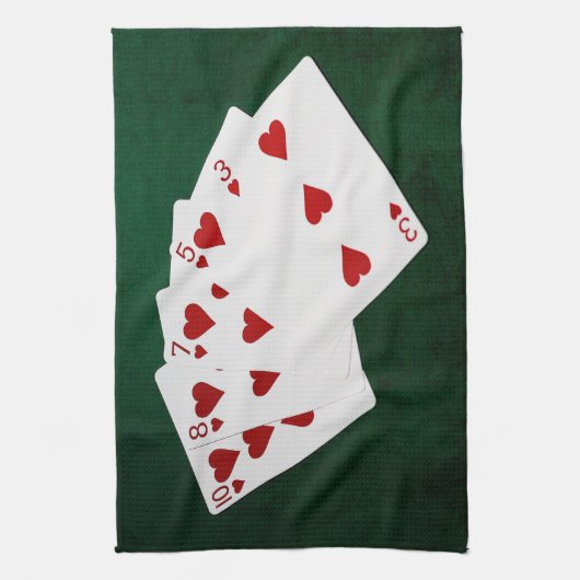 Poker Hands - Flush - Hearts Suit Theedoek (Verticaal)