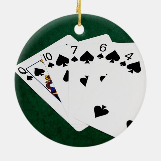 Poker Hands - Flush - Spades Suit Keramisch Ornament (Achterkant)