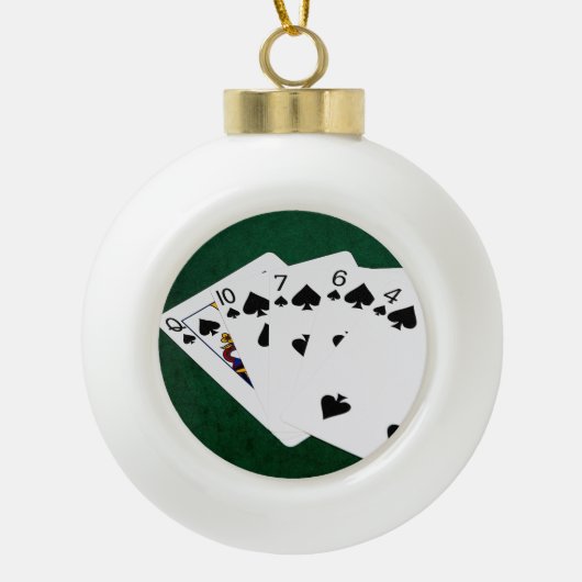 Poker Hands - Flush - Spades Suit Keramische Bal Ornament (Voorkant)