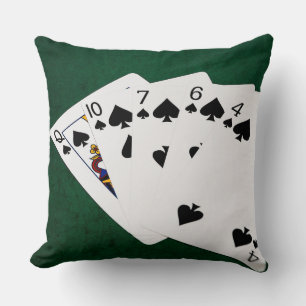 Poker Hands - Flush - Spades Suit Kussen