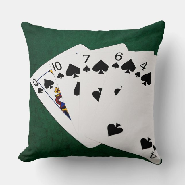 Poker Hands - Flush - Spades Suit Kussen (Voorkant)
