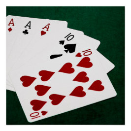 Poker Hands - Full House - Ace en Ten Poster