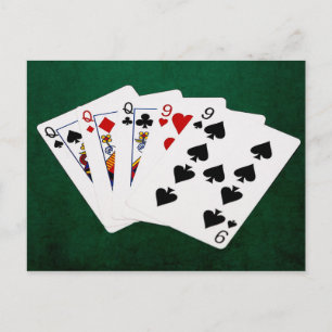 Poker Hands - Full House - Queen en Nine Briefkaart