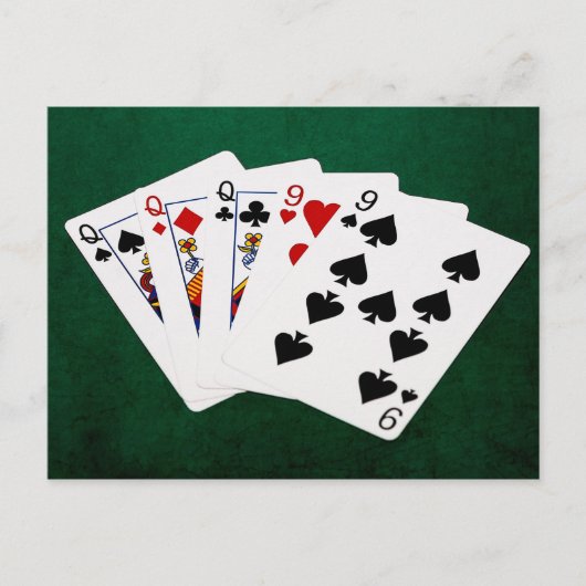 Poker Hands - Full House - Queen en Nine Briefkaart (Voorkant)