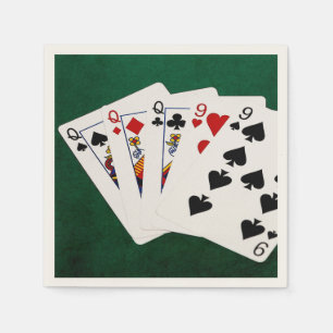 Poker Hands - Full House - Queen en Nine Servet