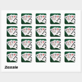 Poker Hands - Full House - Queen en Nine Vierkante Sticker (Vel)