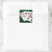 Poker Hands - Full House - Queen en Nine Vierkante Sticker (Tas)