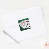 Poker Hands - Full House - Queen en Nine Vierkante Sticker (Envelop)