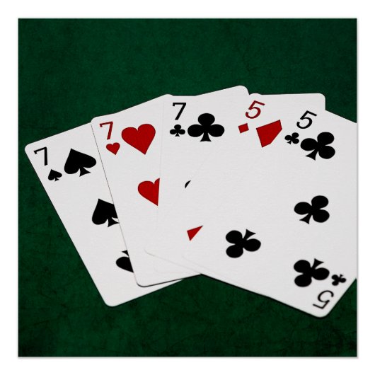Poker Hands - Full House - Seven en Vijf Perfect Poster (Voorkant)