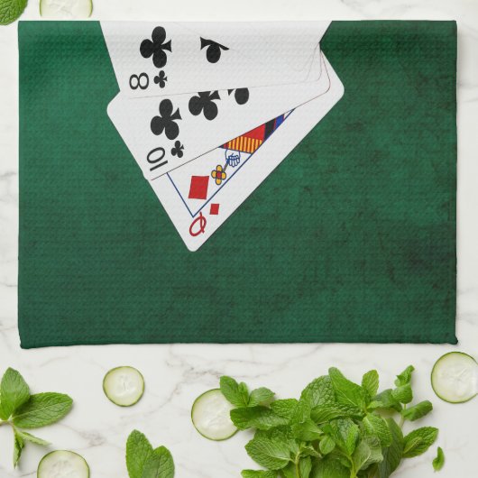 Poker Hands - High Card - Queen Theedoek (Gevouwen)