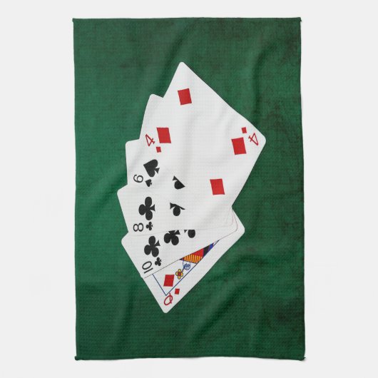 Poker Hands - High Card - Queen Theedoek (Verticaal)