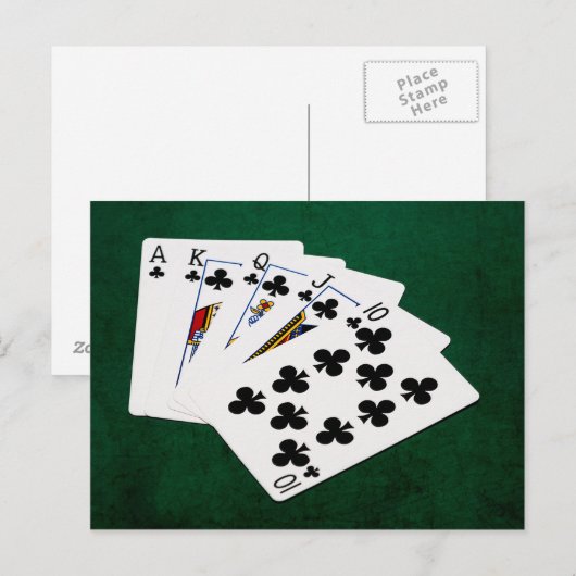 Poker Hands - Royal Flush - Clubs Suit Briefkaart (Voorkant / Achterkant)