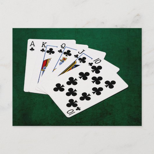 Poker Hands - Royal Flush - Clubs Suit Briefkaart (Voorkant)