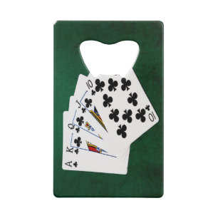 Poker Hands - Royal Flush - Clubs Suit Creditkaart Flessenopener