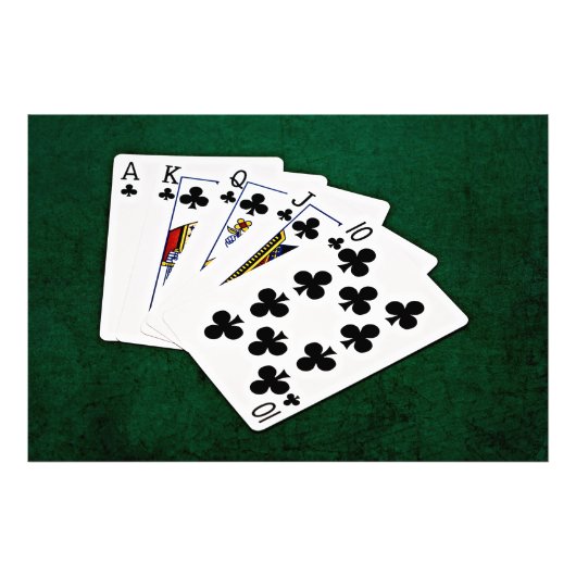 Poker Hands - Royal Flush - Clubs Suit Foto Afdruk (Voorkant)