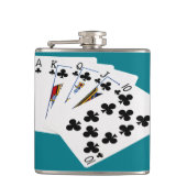 Poker Hands - Royal Flush - Clubs Suit Heupfles (Voorkant)