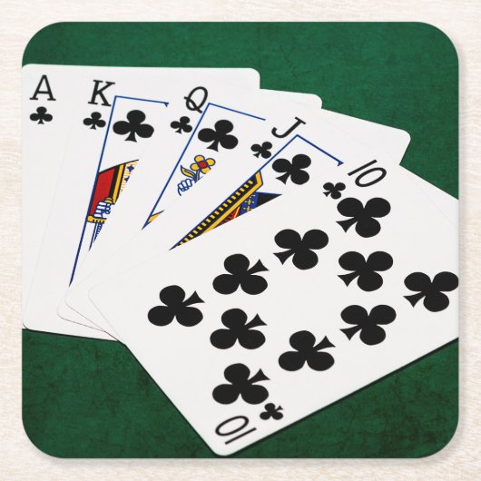 Poker Hands - Royal Flush - Clubs Suit Kartonnen Onderzetters (Voorkant)