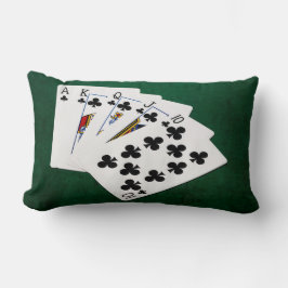 Poker Hands - Royal Flush - Clubs Suit Kussen