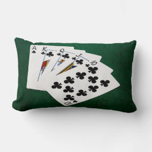 Poker Hands - Royal Flush - Clubs Suit Kussen